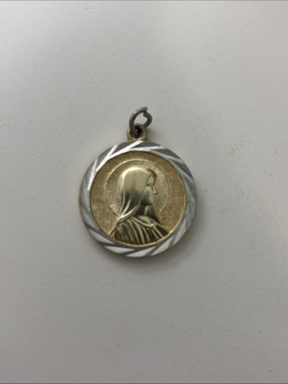 Virgin Mary Two-Tone Religious Pendant Gold-Tone Silver-Tone